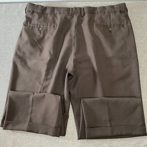 Haggar CLASSIC FIT Dress Pants Men 40 x 31 High Rise Brown Pleated Office - Picture 6 of 14